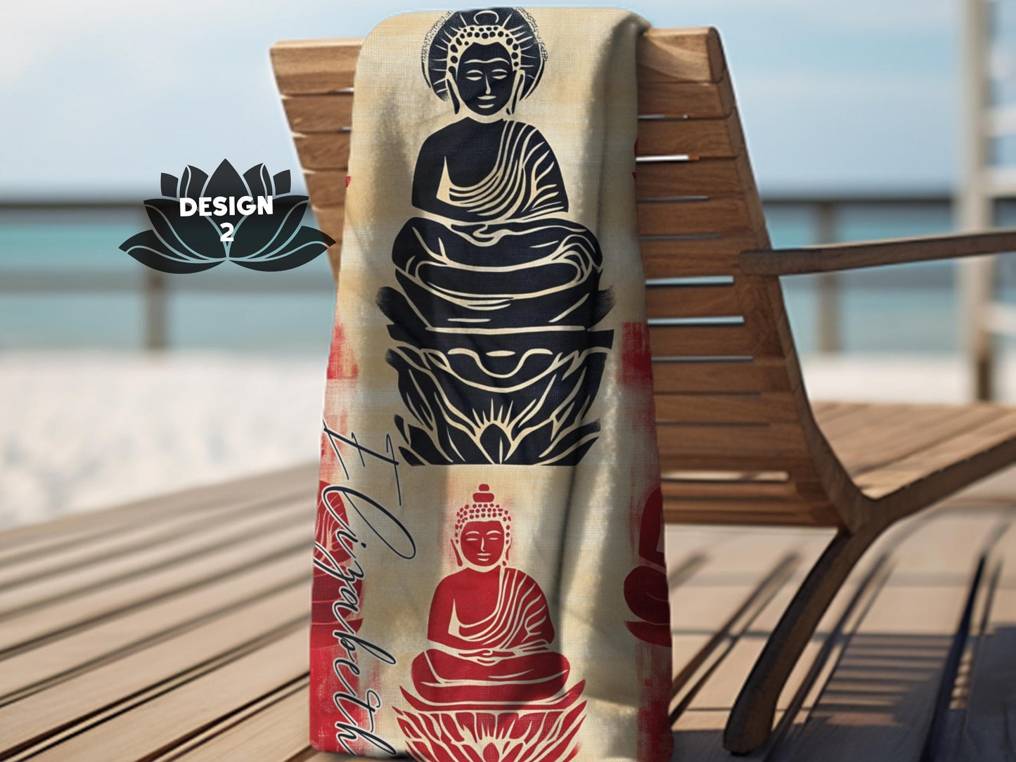 Custom Beach Towel: Personalized Buddha Towel - 3 Designs