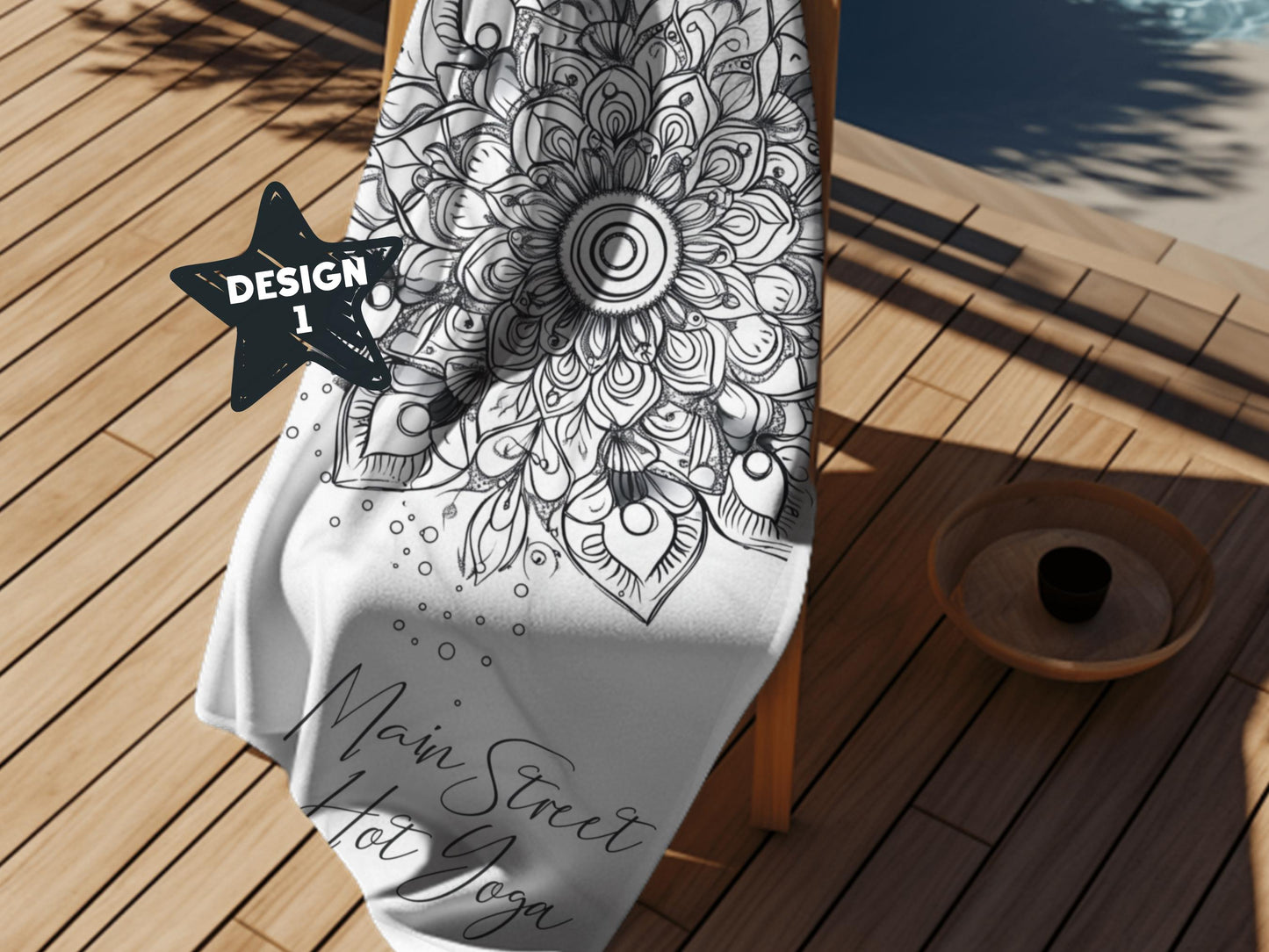 Custom Beach Towel: Personalized Doodle Mandala Towel - 4 Designs