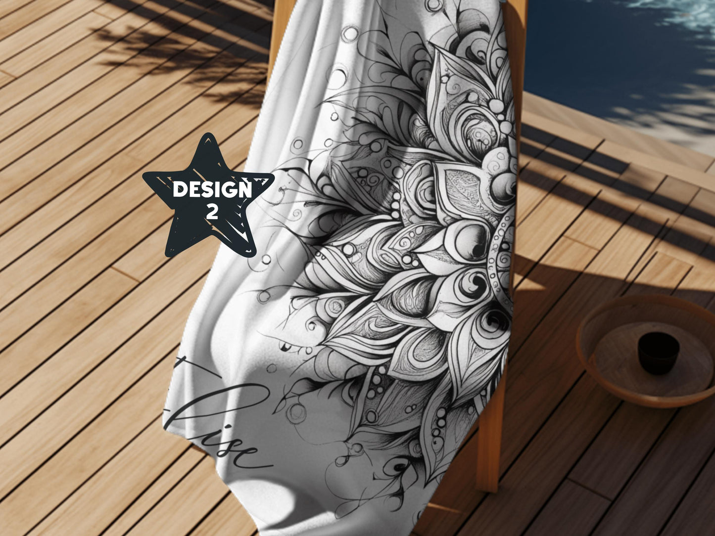 Custom Beach Towel: Personalized Doodle Mandala Towel - 4 Designs