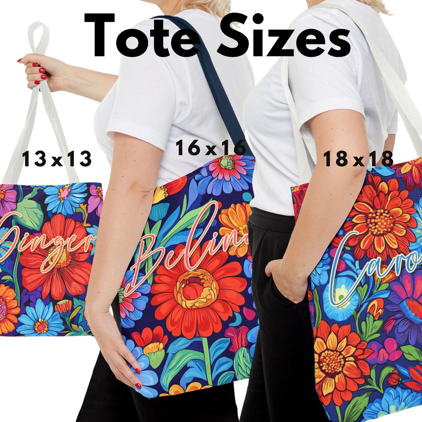 Custom Bold Flower Tote Bag: Personalized Bold Flower Tote Bag - 3 Designs