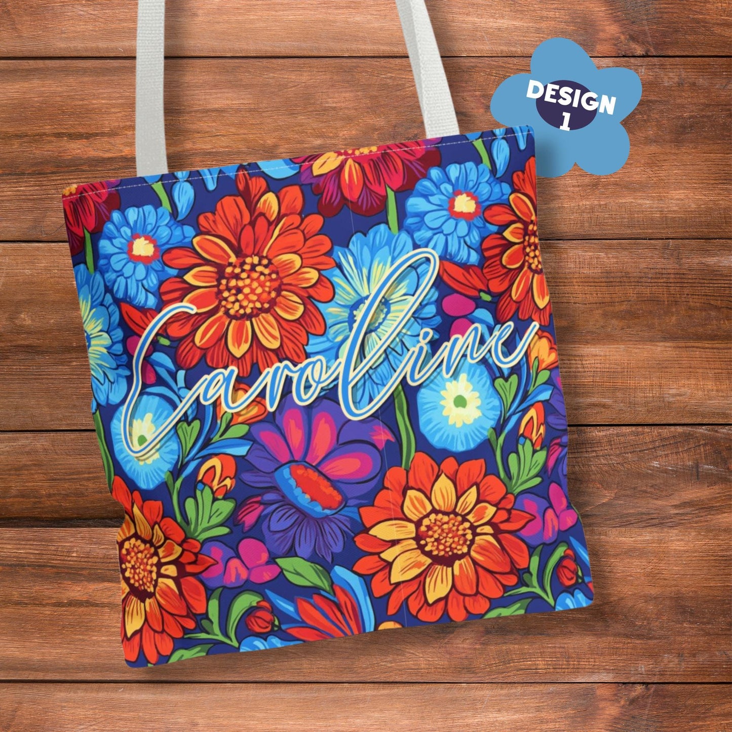Custom Bold Flower Tote Bag: Personalized Bold Flower Tote Bag - 3 Designs